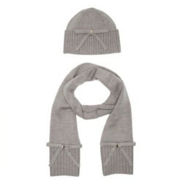 Kate Spade "Bow Knit" Beanie & Scarf *SET* - Picture 1 of 5
